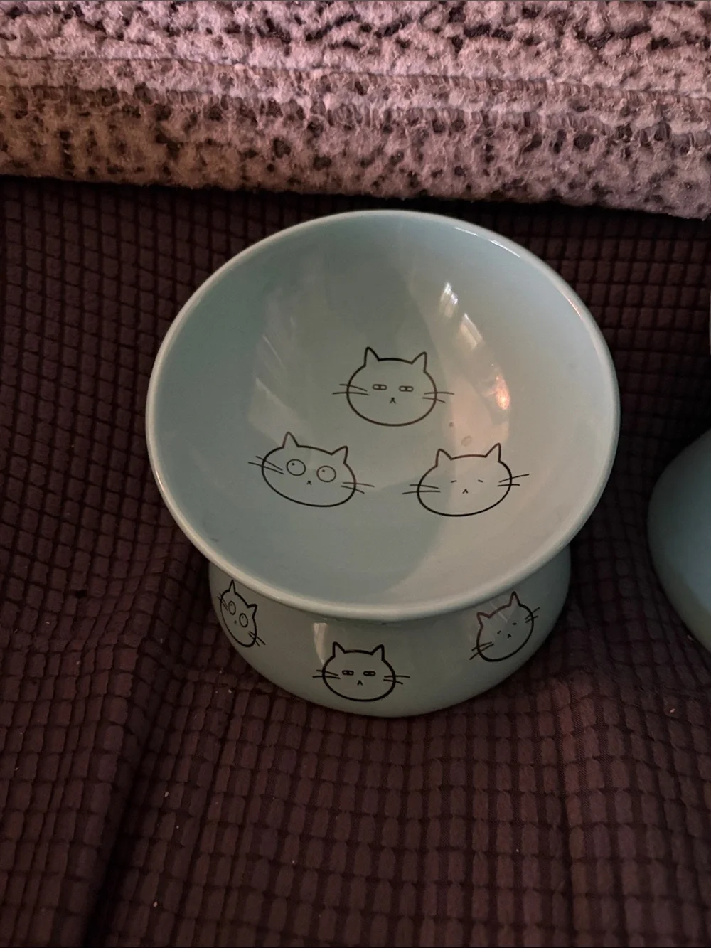 Set of 2 Sweejar raised cat foot dish with matching cat water dish mint green